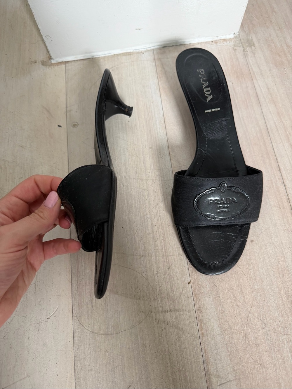 Prada Black Logo Slide Mules - Picture 2 of 4